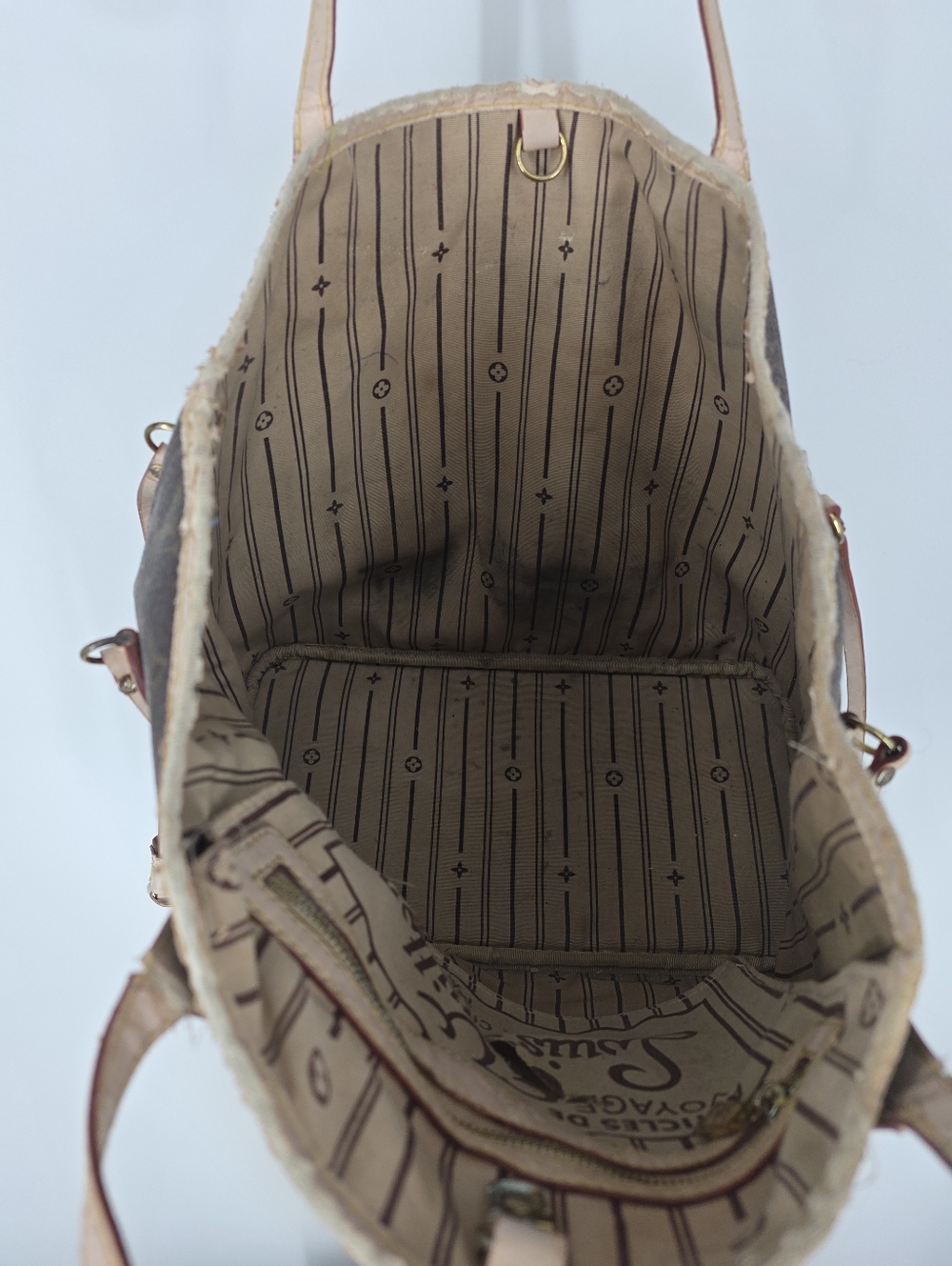 Louis Vuitton Neverfull MM Monogram Canvas Tote Bag Brown Authentic Project - Picture 5 of 6